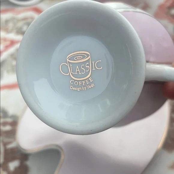 Elegant Vintage Pink & Gold Teacup and Saucer Set. Set of 8. Designed by Yedi. - Picture 2 of 8